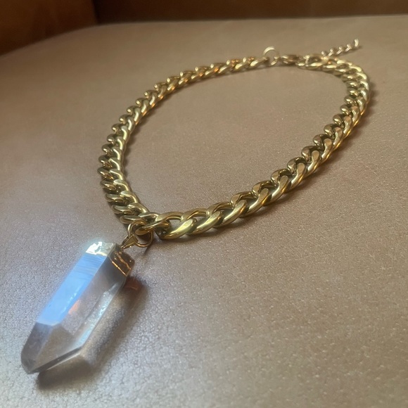 💎 Quartz crystal chunky curb chain necklace - Picture 4 of 11